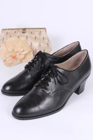 1930s everyday Oxford shoes, black, Juliette