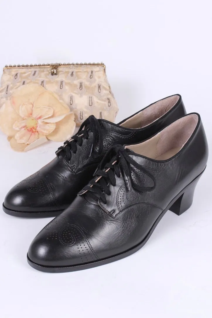 1930s everyday Oxford shoes, black, Juliette