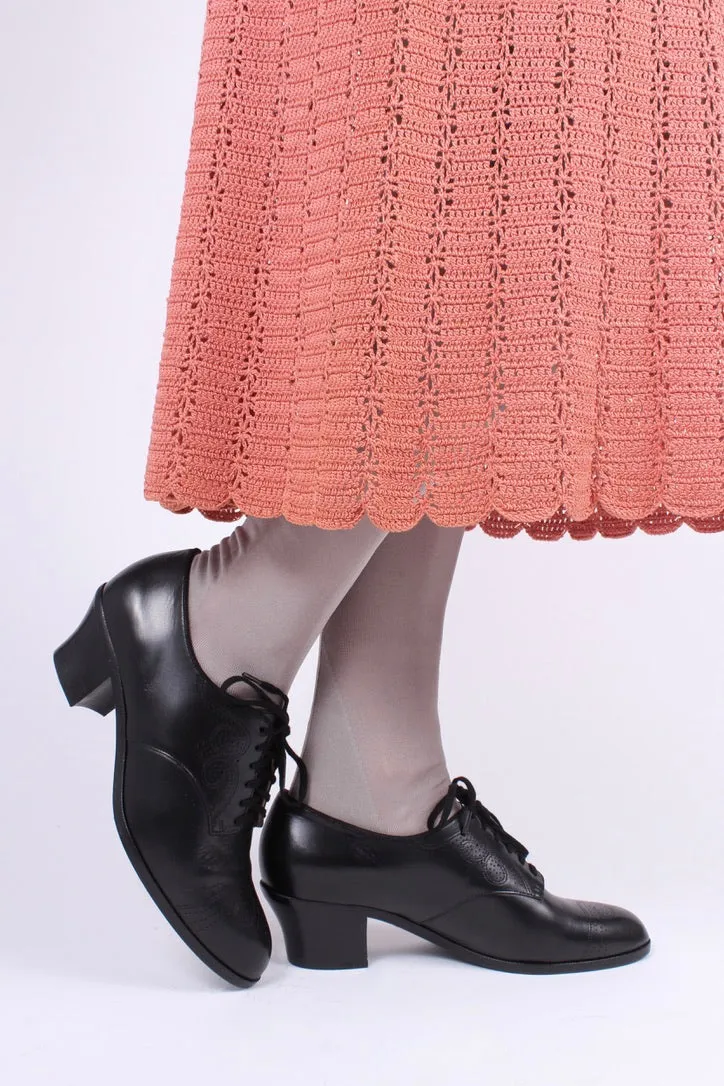1930s everyday Oxford shoes, black, Juliette