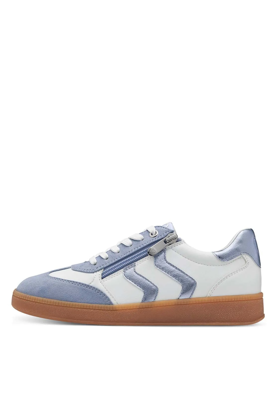 2 Side Stripe  Zip Trainer - White/lt Blue