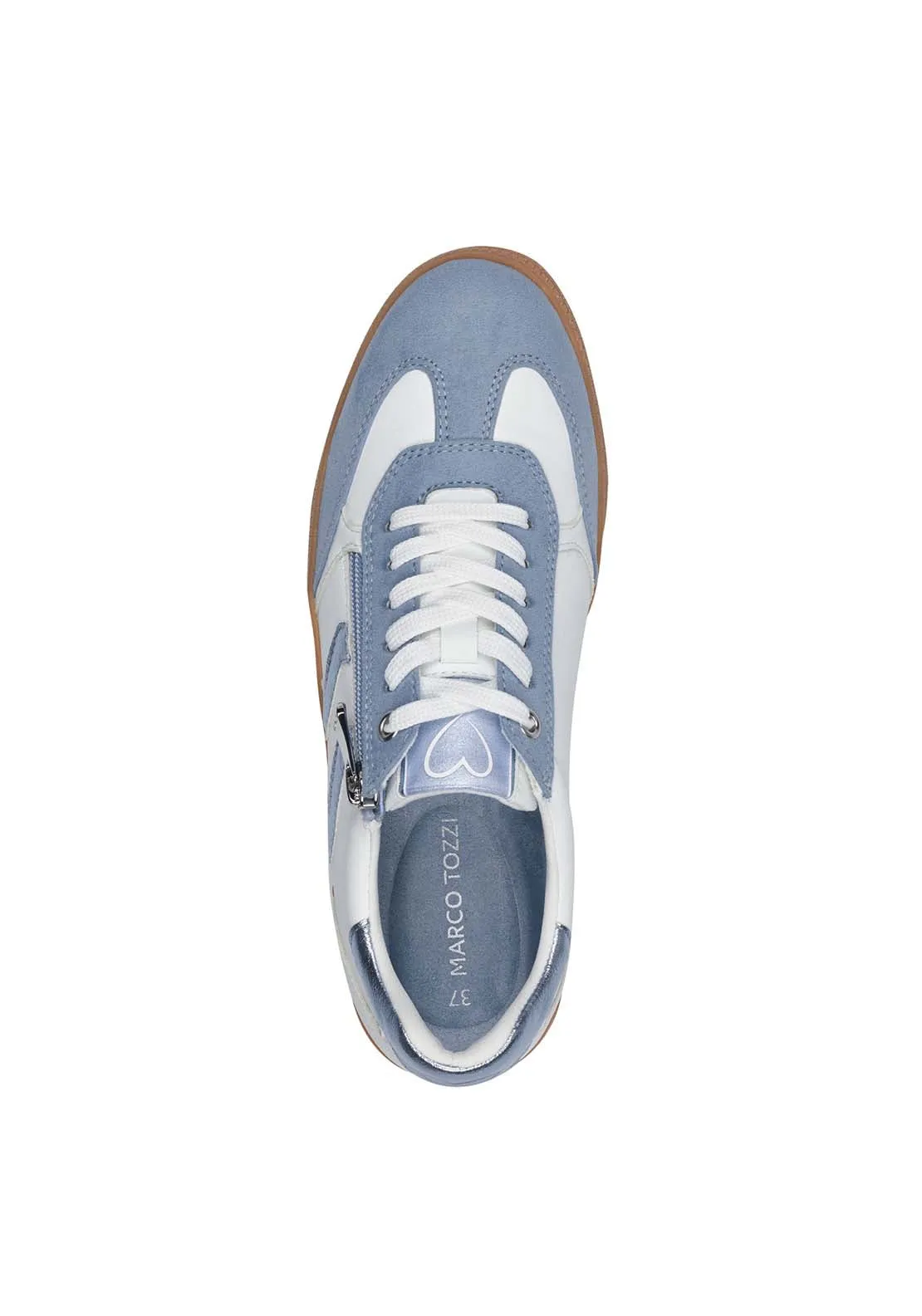 2 Side Stripe  Zip Trainer - White/lt Blue