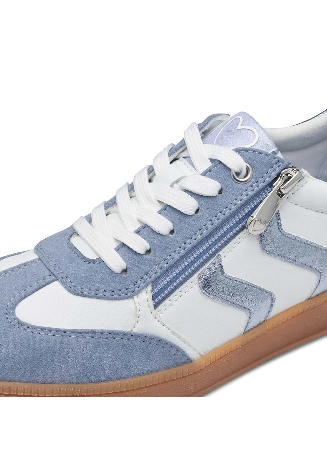 2 Side Stripe  Zip Trainer - White/lt Blue