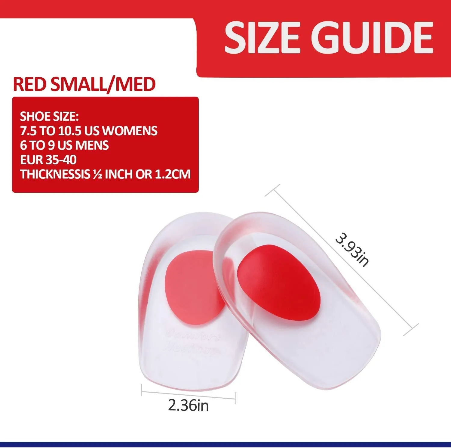 3 Pairs Gel Heel Cups Plantar Fasciitis Inserts Silicone Pads Cushion for Bone Spurs Pain Relief Protectors of Sore Bruised Feet Best Insole Gels Treatment S