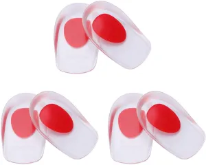 3 Pairs Gel Heel Cups Plantar Fasciitis Inserts Silicone Pads Cushion for Bone Spurs Pain Relief Protectors of Sore Bruised Feet Best Insole Gels Treatment S