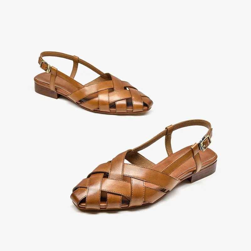 BeauToday Women's Handmade Closed Toe Woven Fisherman Sandal Flats for Summer