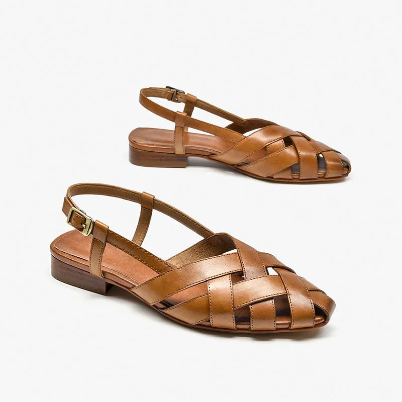 BeauToday Women's Handmade Closed Toe Woven Fisherman Sandal Flats for Summer