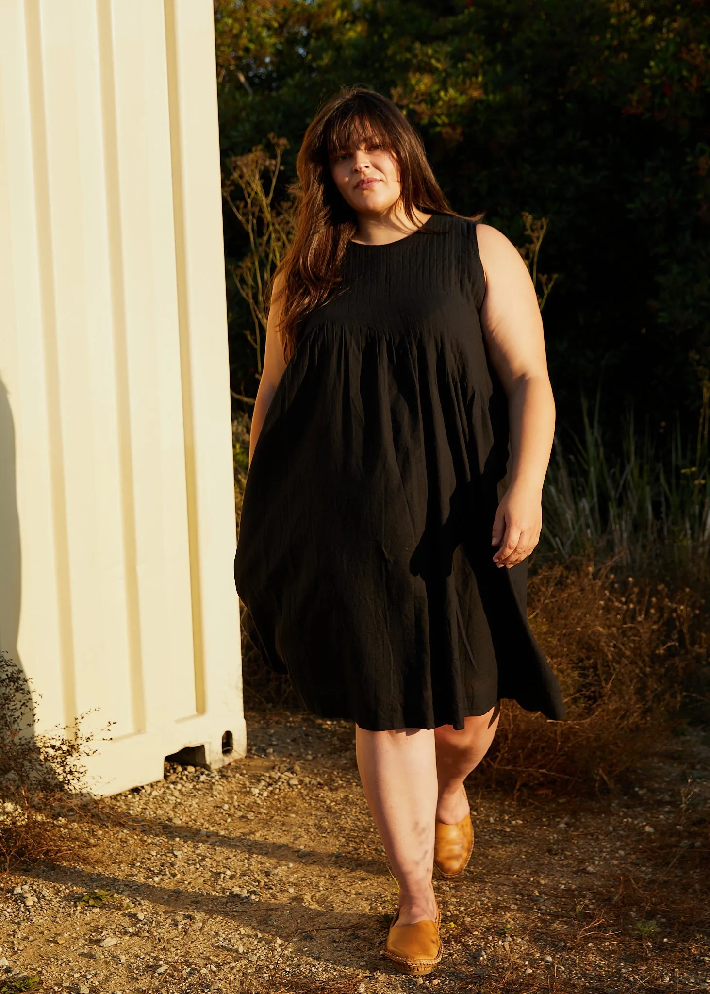Black cotton Extended minimal dress