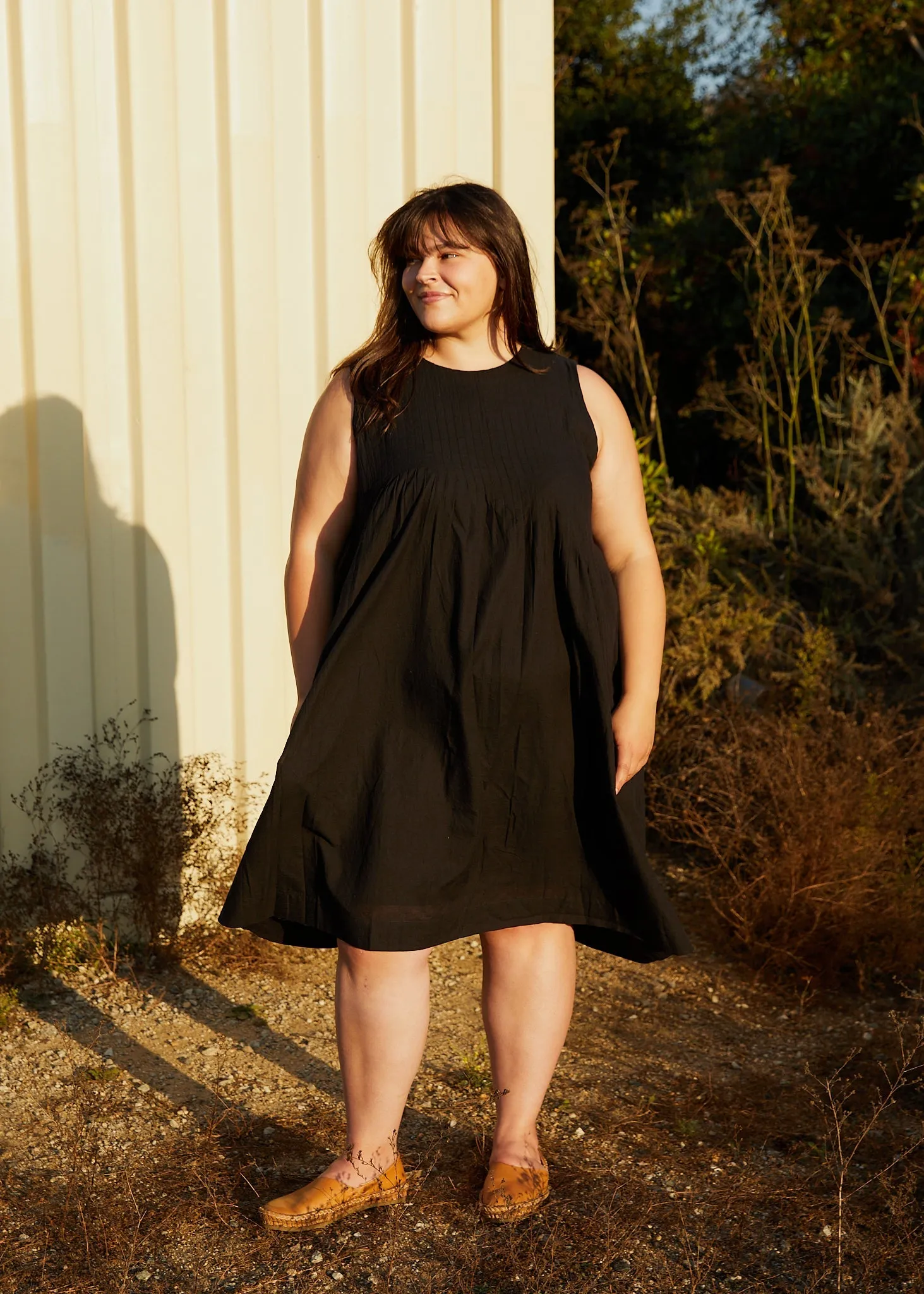 Black cotton Extended minimal dress