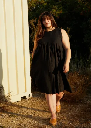 Black cotton Extended minimal dress