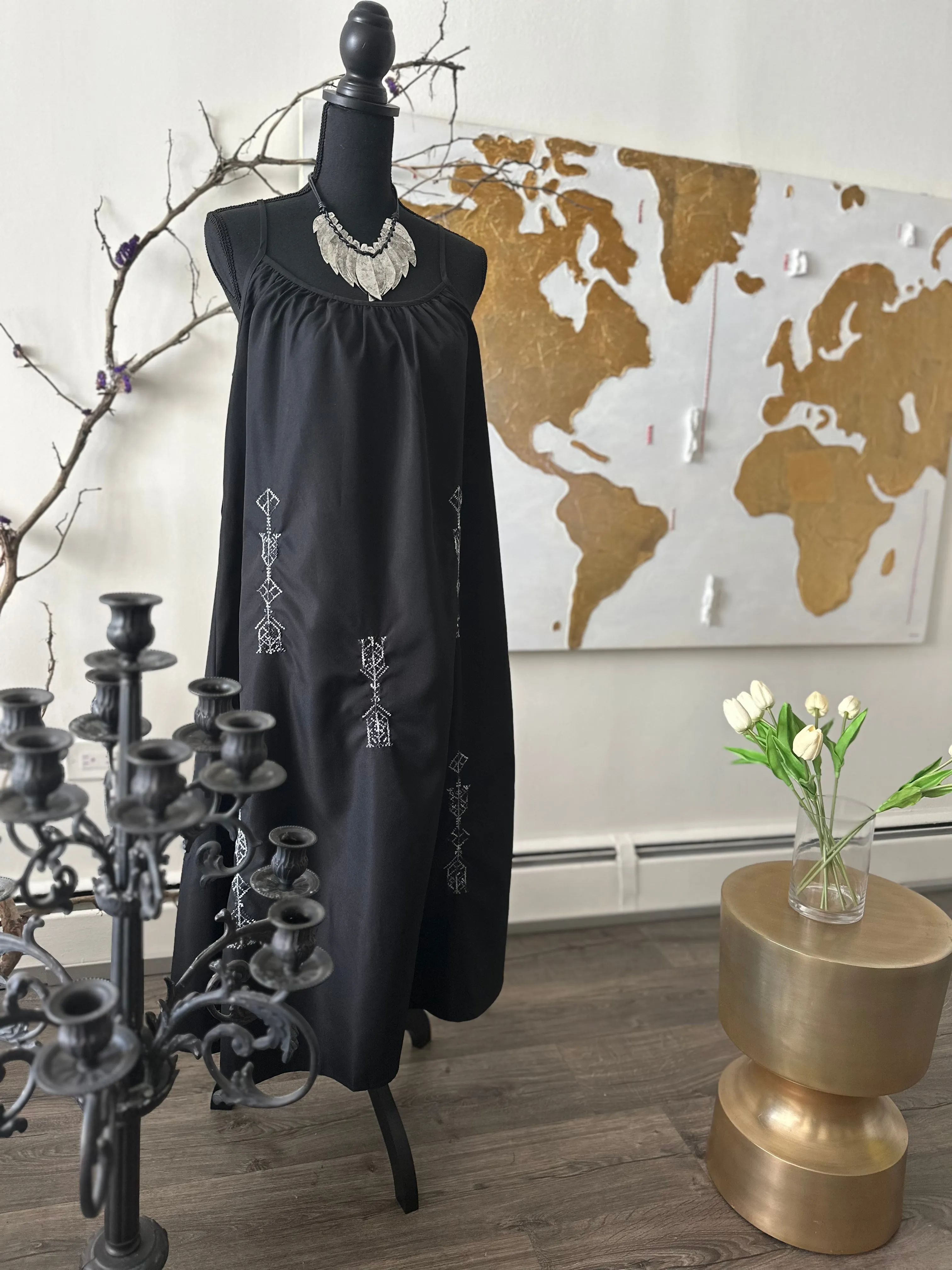 Black Flirty Dress with Vibrant Embroidery – Unleash Your Charm