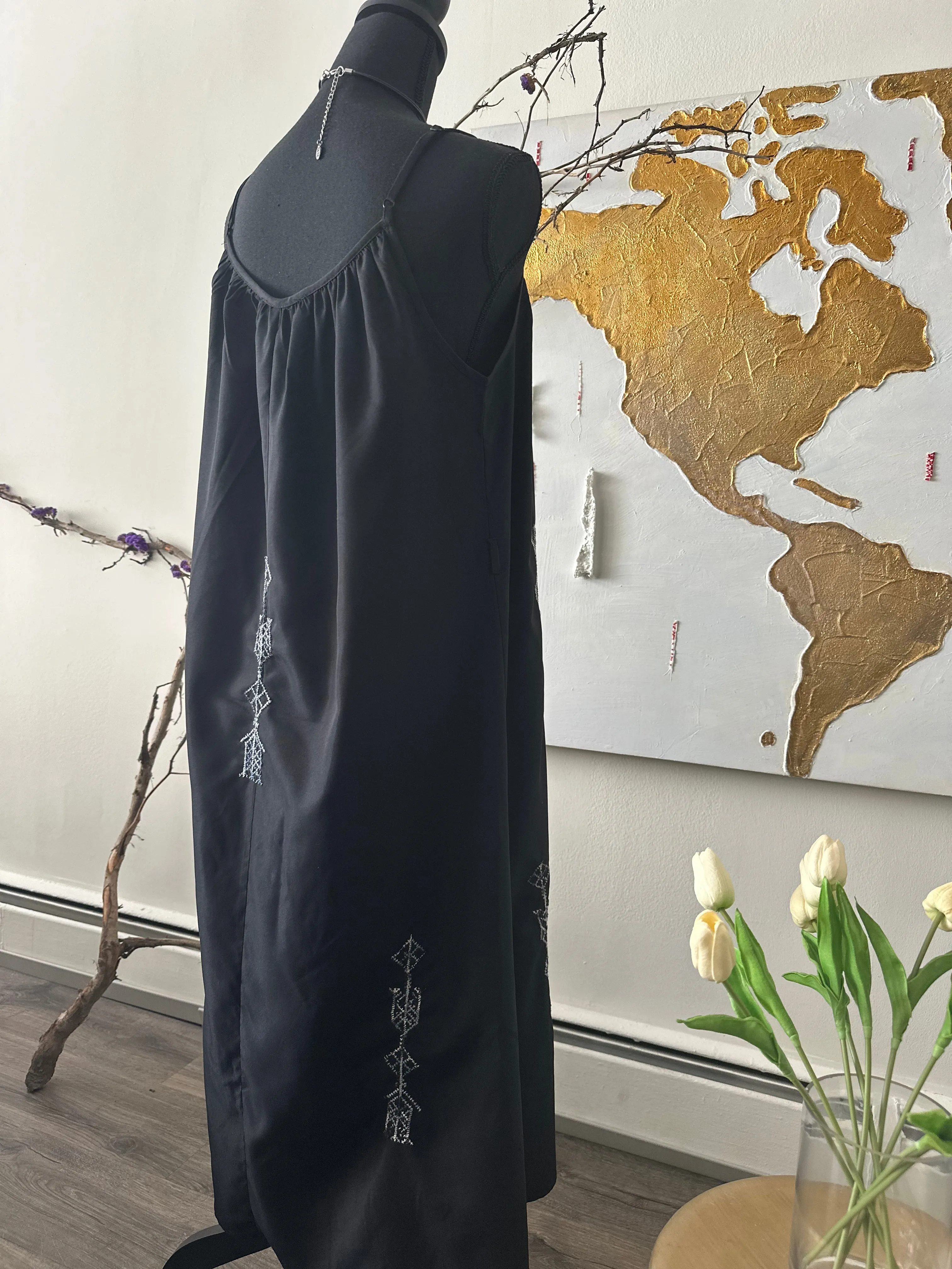 Black Flirty Dress with Vibrant Embroidery – Unleash Your Charm