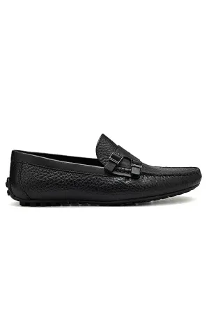 Black Monk Strap Style Moccasins