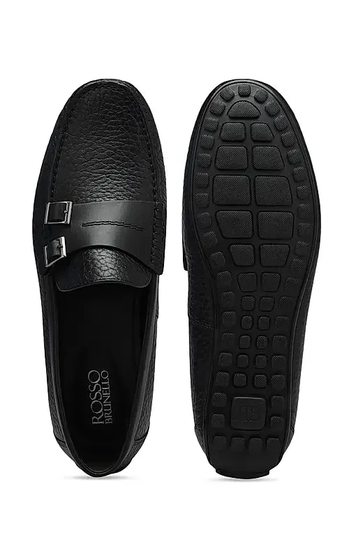 Black Monk Strap Style Moccasins
