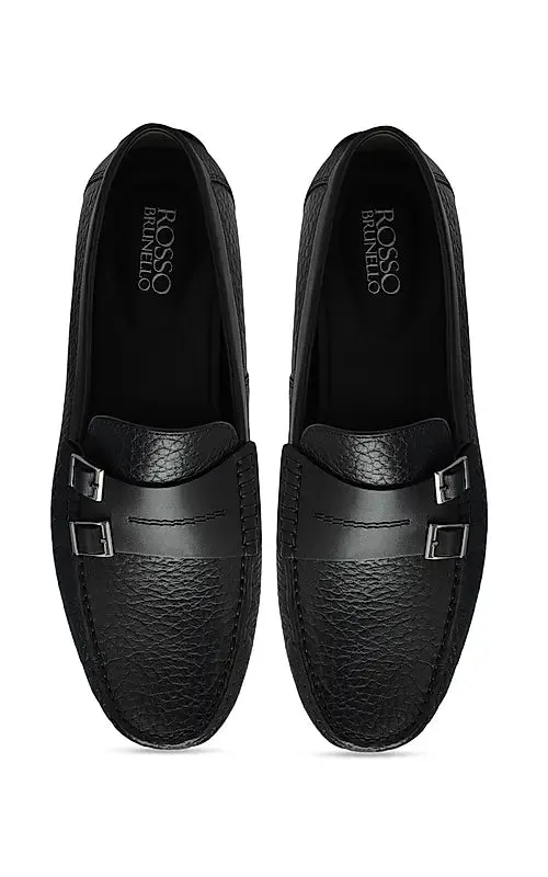 Black Monk Strap Style Moccasins
