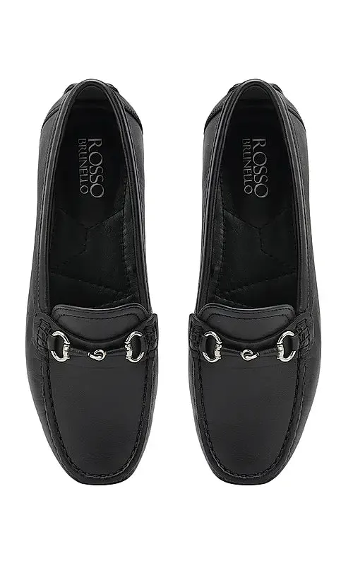 Black Top Embellished Moccasins