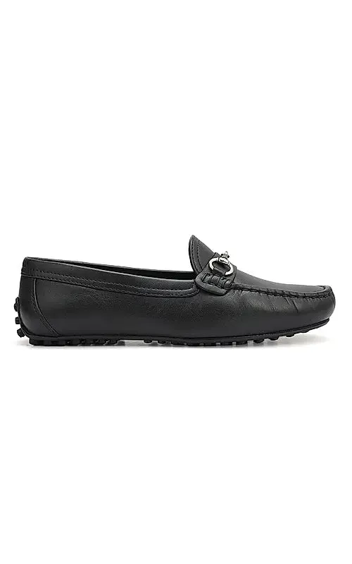 Black Top Embellished Moccasins