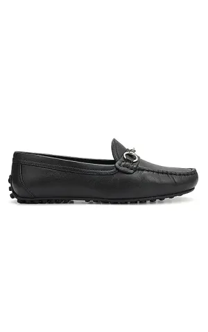 Black Top Embellished Moccasins