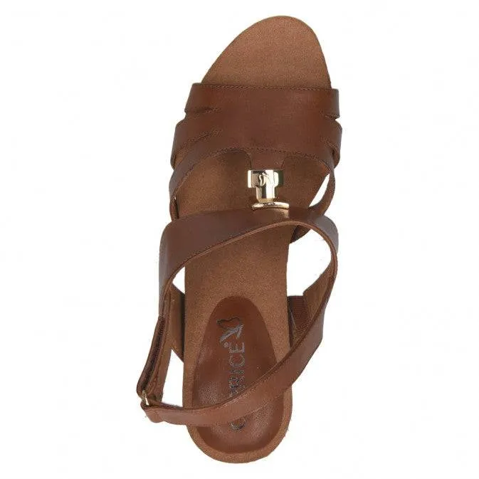 Caprice tan leather block heel strappy sandal