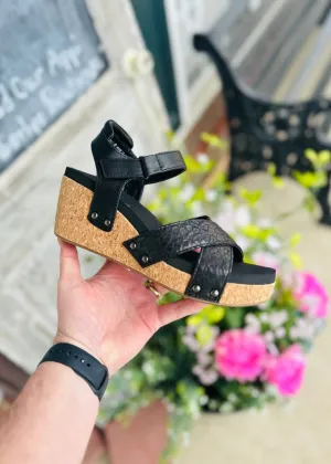 Corkys Wedge Sandals | Kindle  | Black Leopard