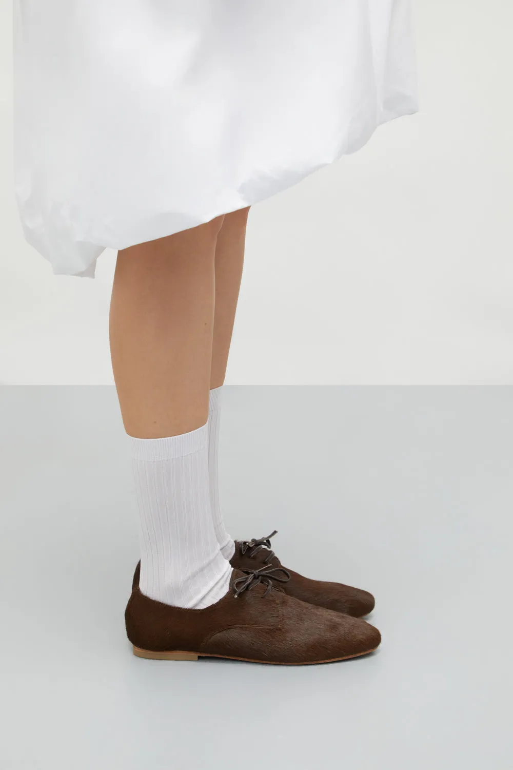 Emma Oxford Flats in Brown Calf Hair