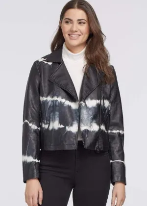 Faux Tie Dye Leather Jacket