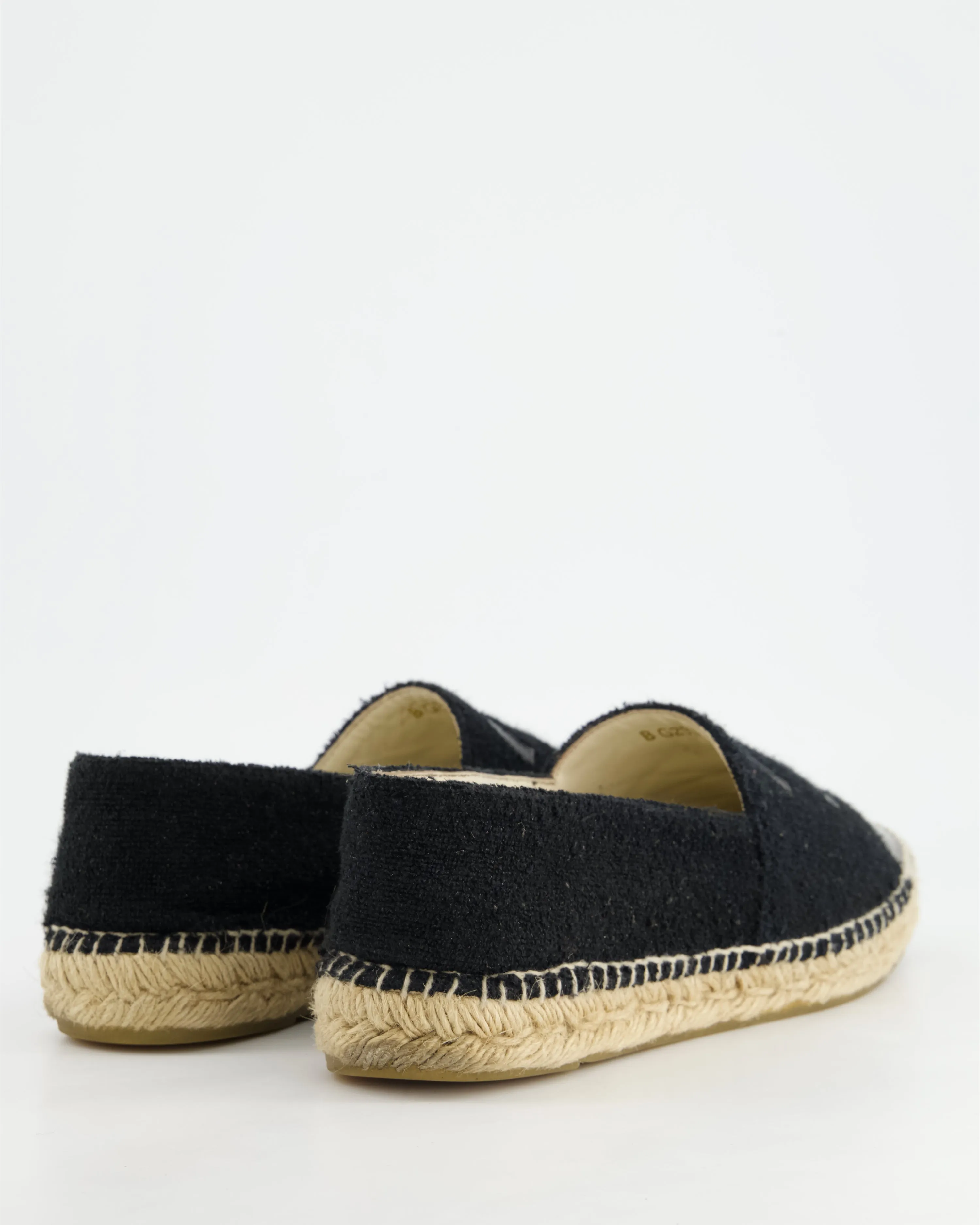 *fire Price*trendy Inspired  Chanel Black Terry Cc Logo Espadrilles With Patent Leather Detail Size Eu 42