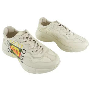 Gucci Cream Leather Logo Rhyton Sneakers - 10.5