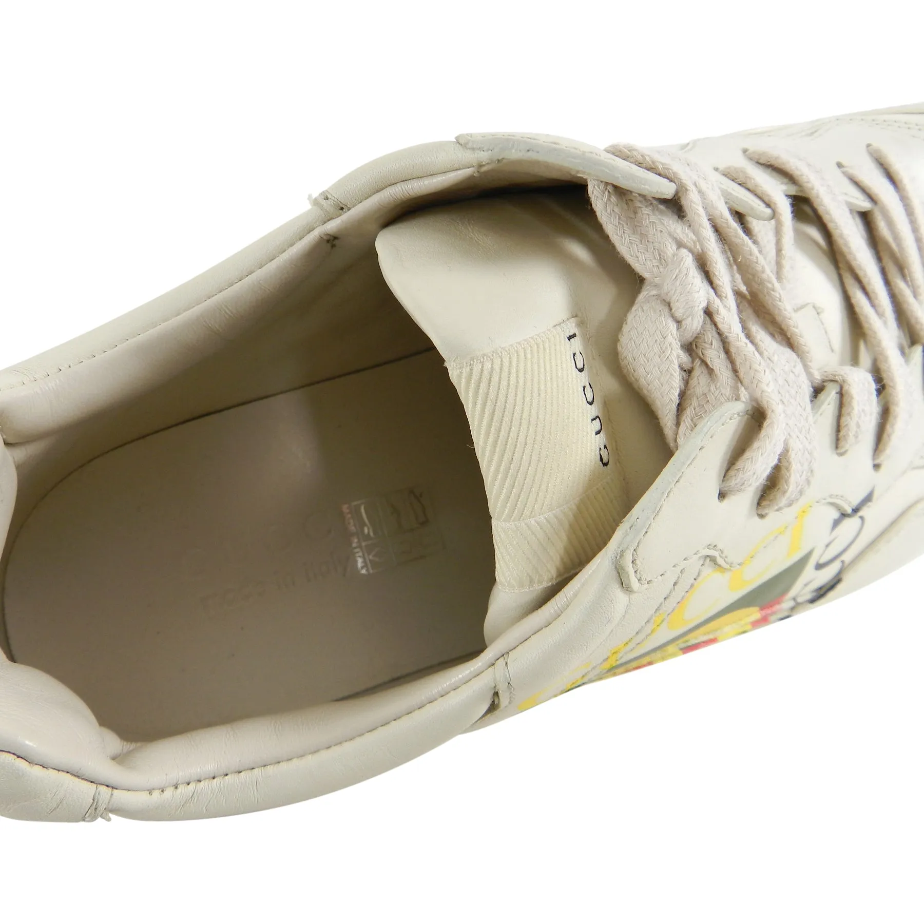 Gucci Cream Leather Logo Rhyton Sneakers - 10.5