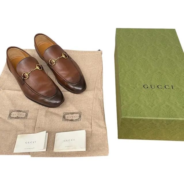 Gucci Jordan Leather Horsebit Loafers UK 8