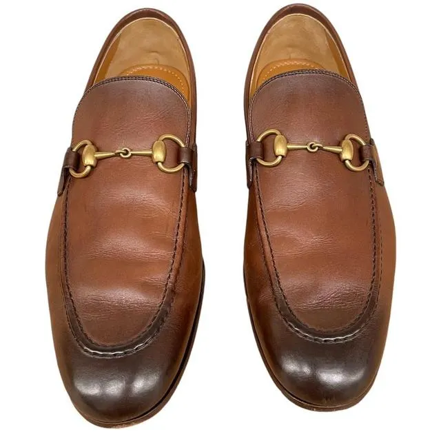 Gucci Jordan Leather Horsebit Loafers UK 8