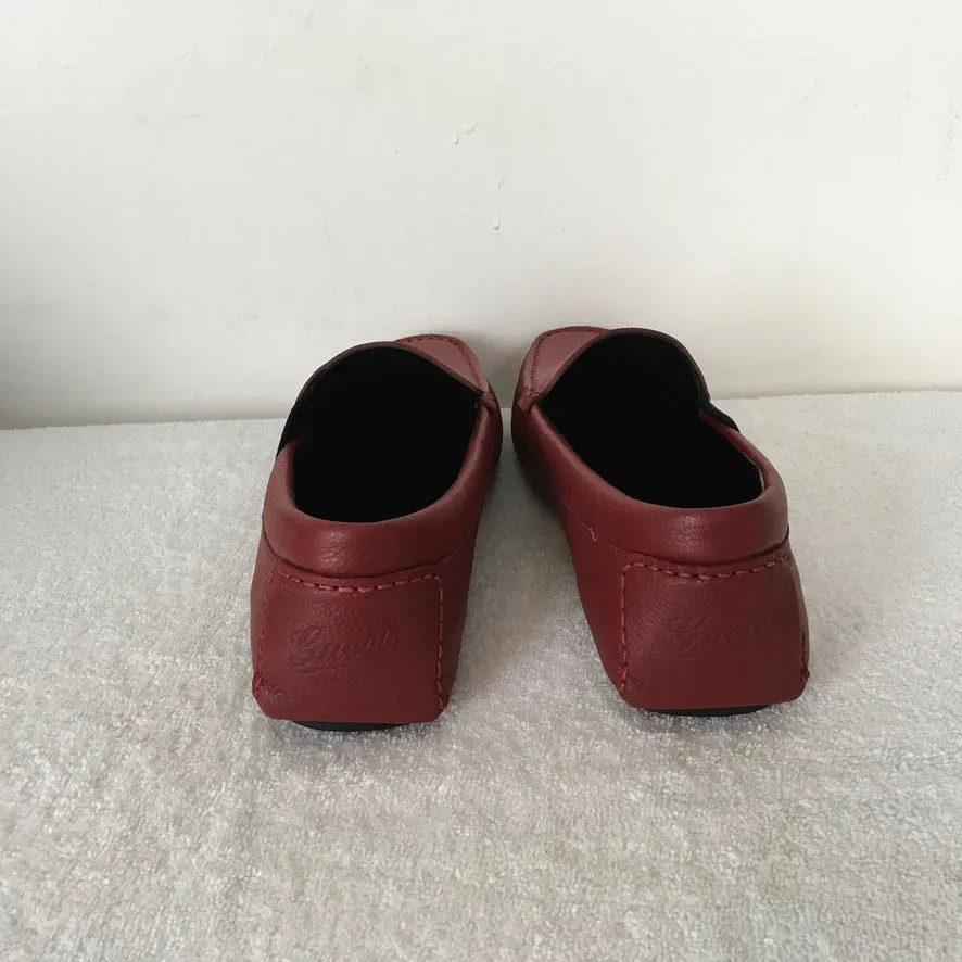 Gucci Man Shoes Red Color Leather Moccasins Praga Printed Soft Casual