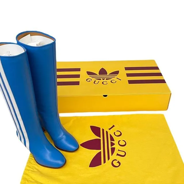 Gucci x Adidas Leather Knee-High Boots UK 2