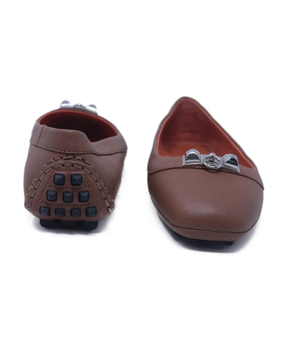 Hermes Tan Leather Flats sz 5