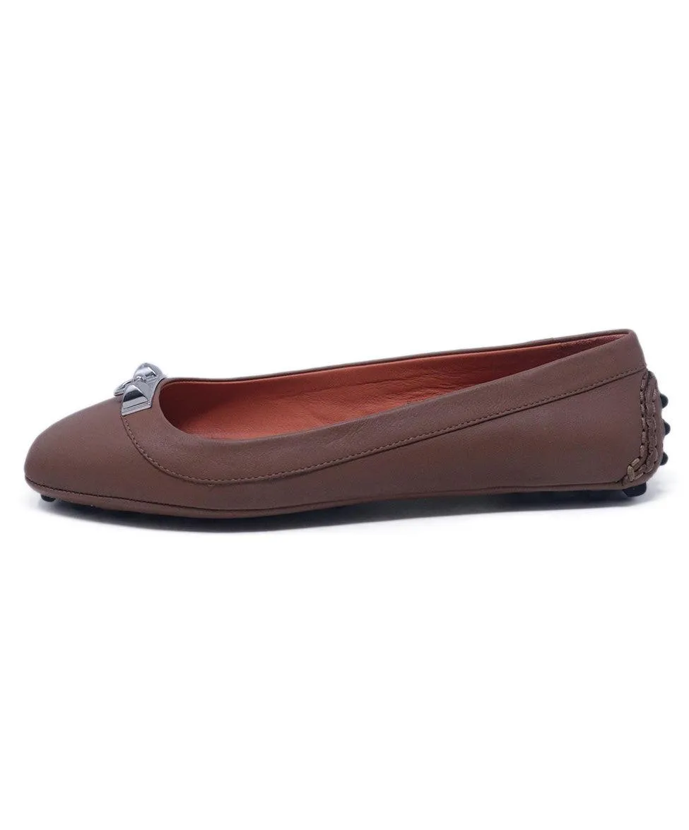 Hermes Tan Leather Flats sz 5