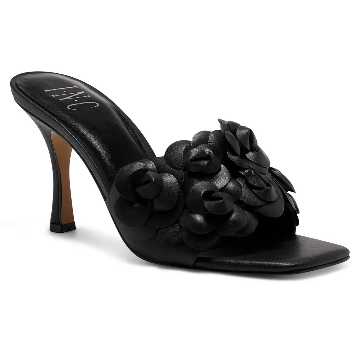 INC Womens Weslyn Faux Leather Slip-On Slide Sandals