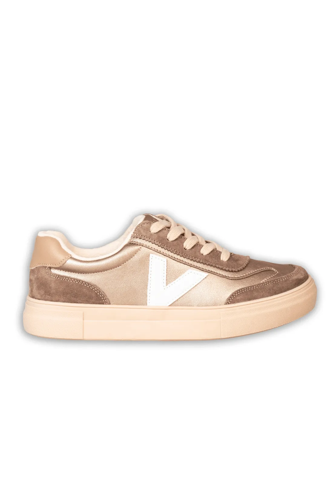 Leather Upper V Trainer - Metallic
