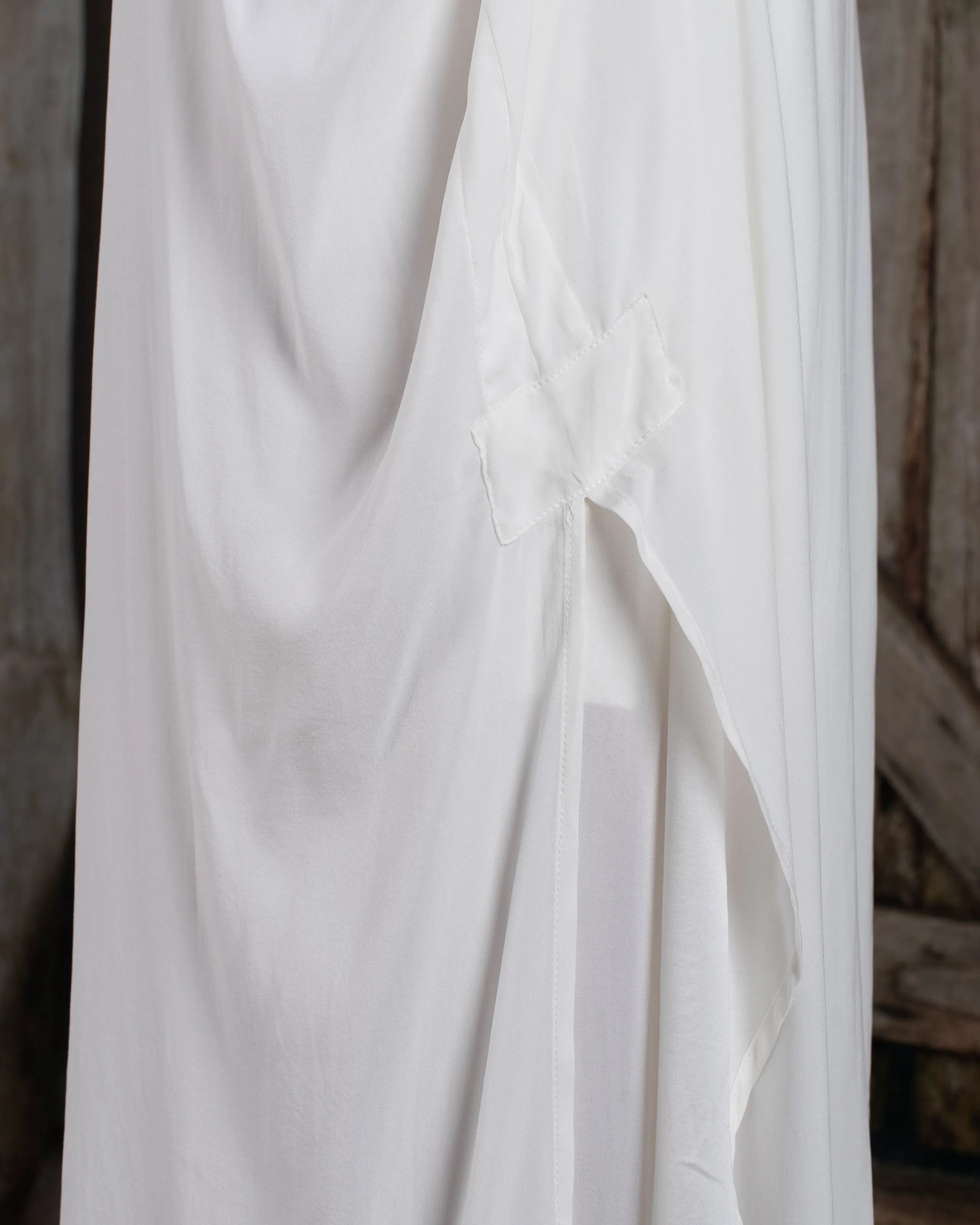 Long Kaftan Stretch Silk White