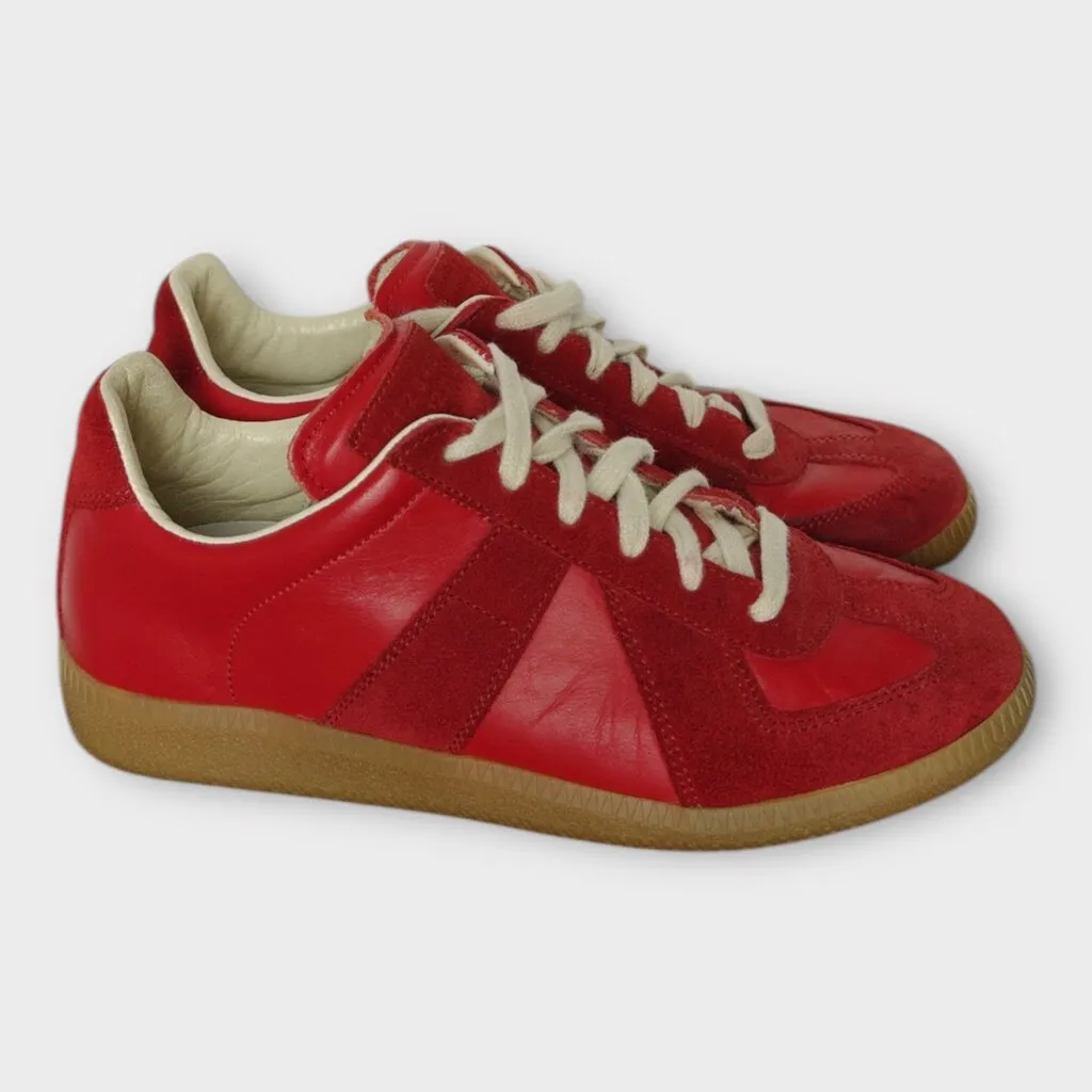 Maison Margiela Red Leather & Suede Replica Sneakers