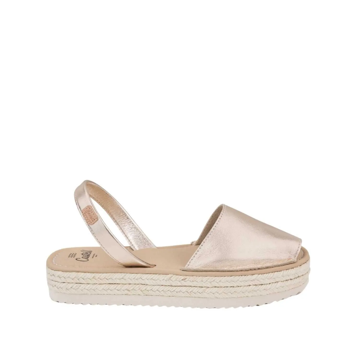 Metallic Platform Leather Menorcan Espadrille For Women - Doble Yute 2283 2 Metallic