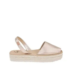Metallic Platform Leather Menorcan Espadrille For Women - Doble Yute 2283 2 Metallic