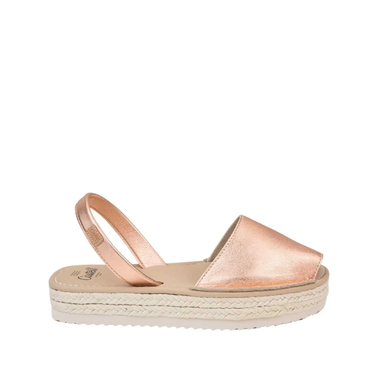 Metallic Platform Leather Menorcan Espadrille For Women - Doble Yute 2283 2 Metallic
