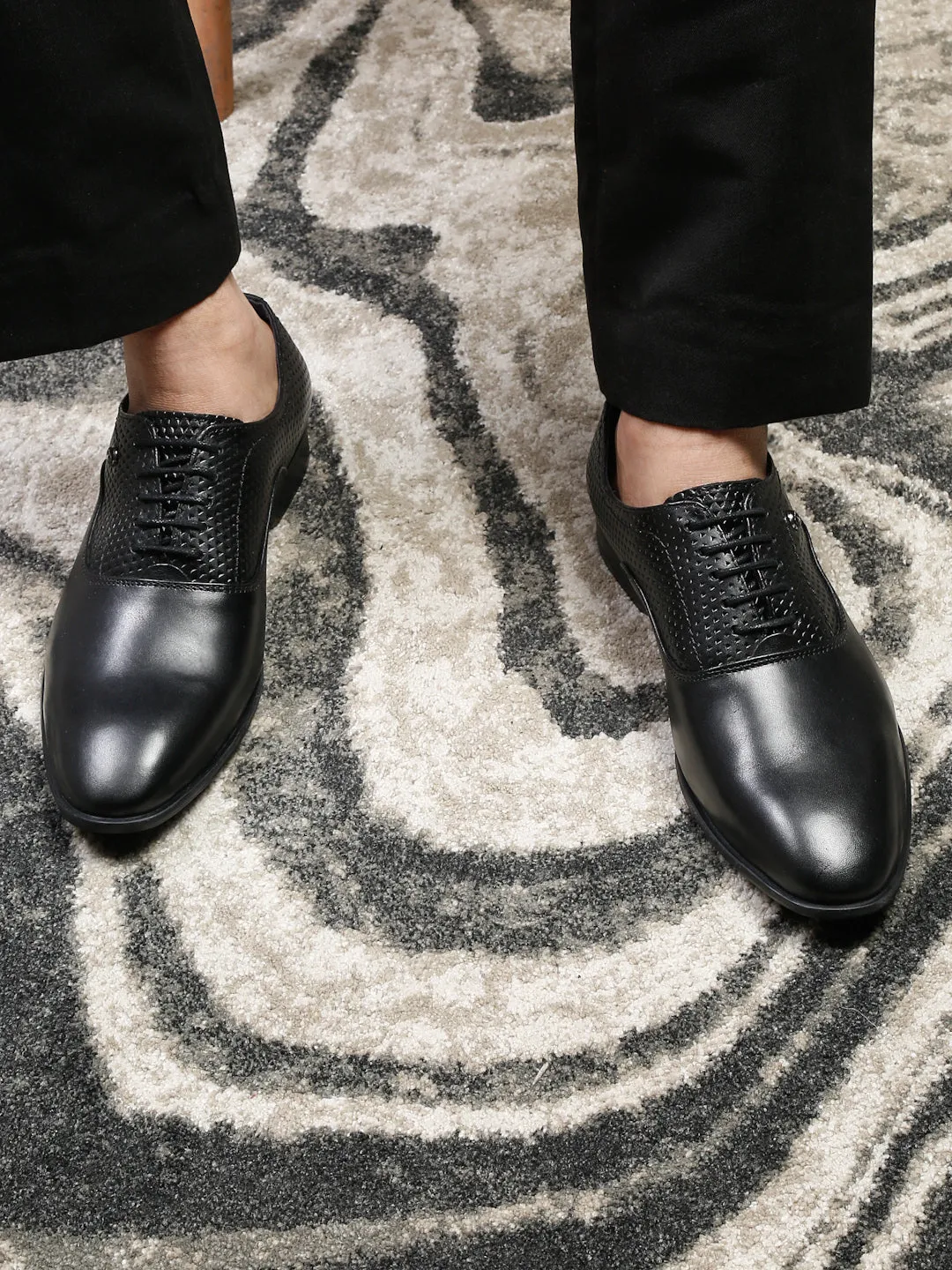 Pelle Albero Black Derbies for Men