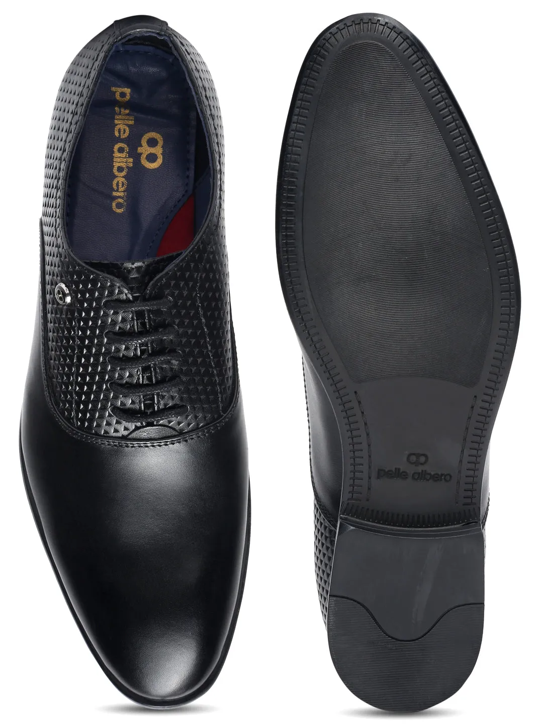 Pelle Albero Black Derbies for Men