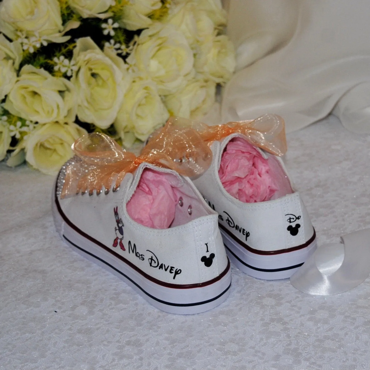 Personalised Bridal Flat Shoes, Custom Canvas Sneakers, Trainers, Converse Style Wedding Shoes, Any Theme