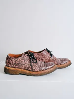 Pink and Brown Snakeskin Derbies