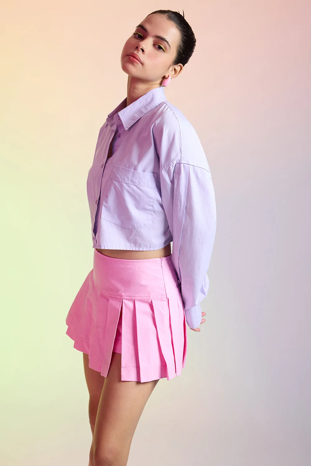 Purple Cropped Cotton Shirt