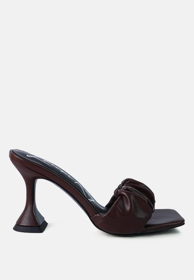 rebel ruched straps spool heel sandals