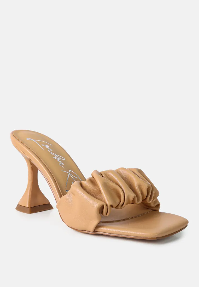 rebel ruched straps spool heel sandals