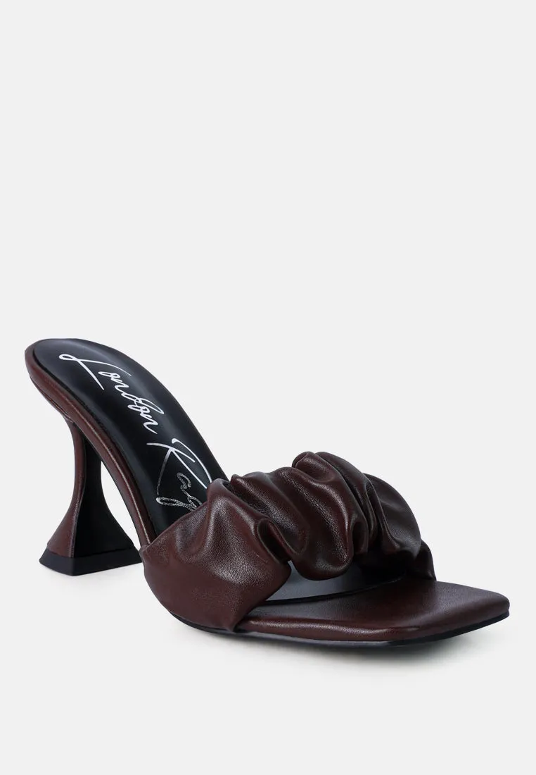 rebel ruched straps spool heel sandals