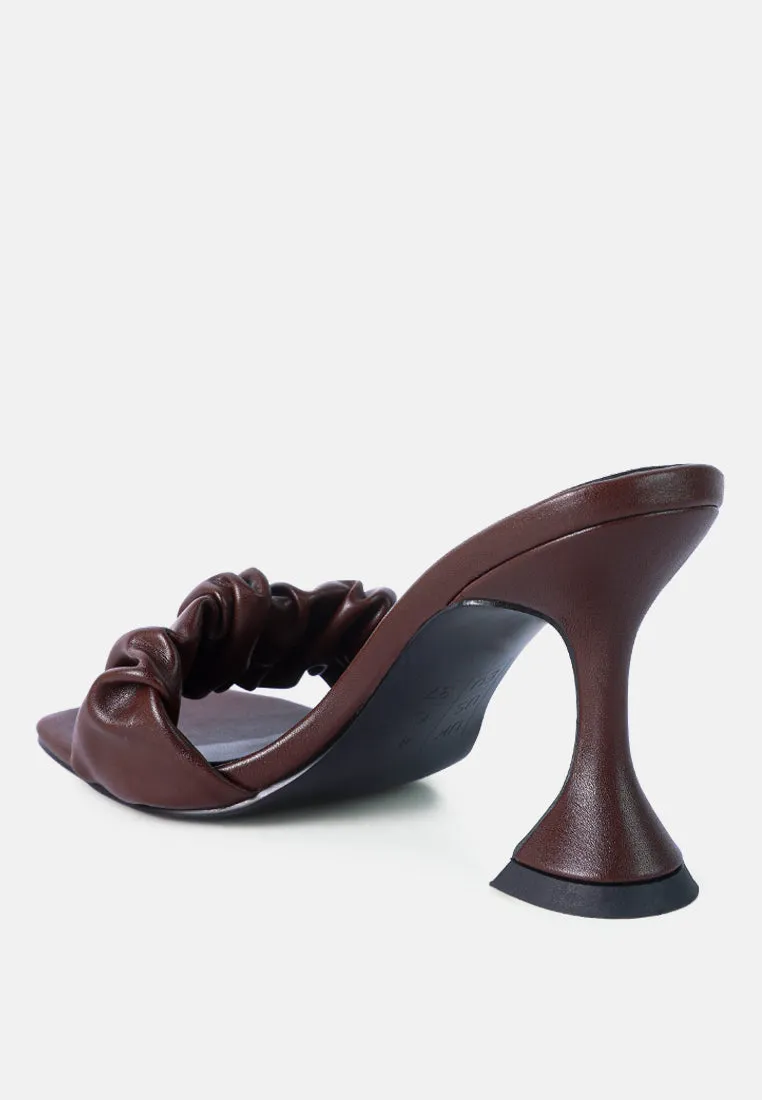 rebel ruched straps spool heel sandals